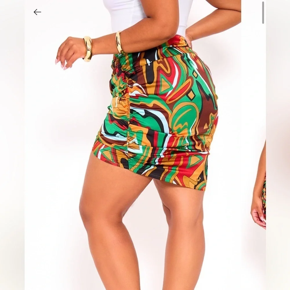 PLT Colorful Ruched Skirt
